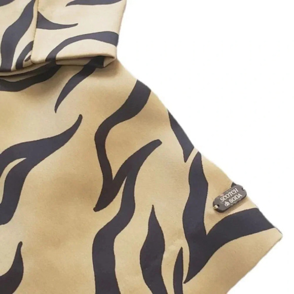 Scotch & Soda Brown Animal Print Relaxed Satin Blazer XS - Picture 3 of 5